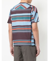 T-shirt girocollo a righe orizzontali multicolore di Kolor