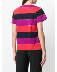 T-shirt girocollo a righe orizzontali multicolore di A.P.C.