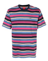 T-shirt girocollo a righe orizzontali multicolore di Supreme
