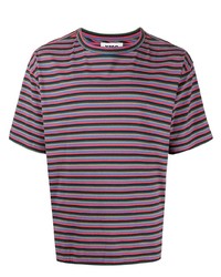 T-shirt girocollo a righe orizzontali multicolore di YMC