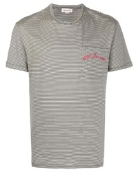 T-shirt girocollo a righe orizzontali nera e bianca di Alexander McQueen