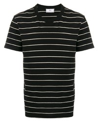 T-shirt girocollo a righe orizzontali nera e bianca di Ami Paris