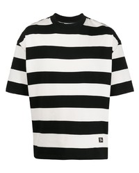 T-shirt girocollo a righe orizzontali nera e bianca di Ami Paris