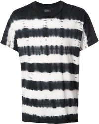 T-shirt girocollo a righe orizzontali nera e bianca di Amiri