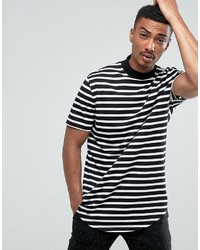 T-shirt girocollo a righe orizzontali nera e bianca di Asos