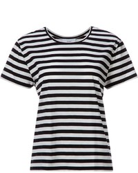 T-shirt girocollo a righe orizzontali nera e bianca di ASTRAET