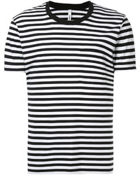 T-shirt girocollo a righe orizzontali nera e bianca di Attachment