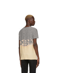 T-shirt girocollo a righe orizzontali nera e bianca di Balmain