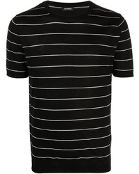 T-shirt girocollo a righe orizzontali nera e bianca di Cenere Gb