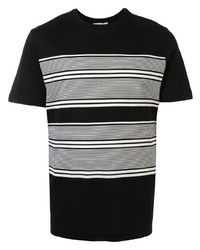 T-shirt girocollo a righe orizzontali nera e bianca di Cerruti 1881