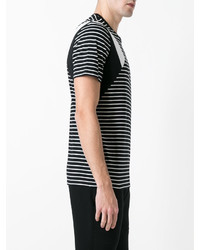 T-shirt girocollo a righe orizzontali nera e bianca di Neil Barrett