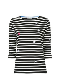 T-shirt girocollo a righe orizzontali nera e bianca di GUILD PRIME