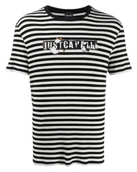 T-shirt girocollo a righe orizzontali nera e bianca di Just Cavalli