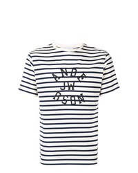 T-shirt girocollo a righe orizzontali nera e bianca di JW Anderson