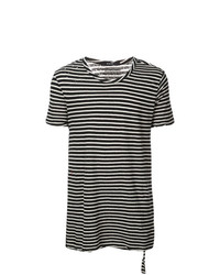 T-shirt girocollo a righe orizzontali nera e bianca di Ksubi