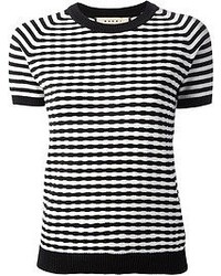 T-shirt girocollo a righe orizzontali nera e bianca di Marni