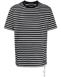 T-shirt girocollo a righe orizzontali nera e bianca di Mastermind Japan