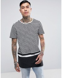 T-shirt girocollo a righe orizzontali nera e bianca di New Look