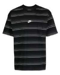 T-shirt girocollo a righe orizzontali nera e bianca di Nike