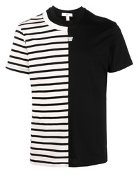 T-shirt girocollo a righe orizzontali nera e bianca di PMD
