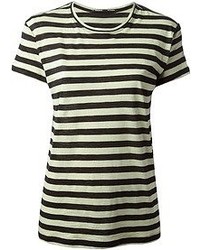 T-shirt girocollo a righe orizzontali nera e bianca di Proenza Schouler