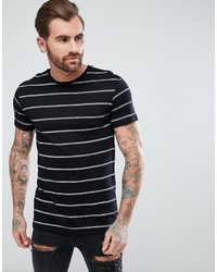 T-shirt girocollo a righe orizzontali nera e bianca di Pull&Bear
