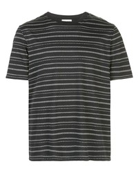 T-shirt girocollo a righe orizzontali nera e bianca di Saint Laurent