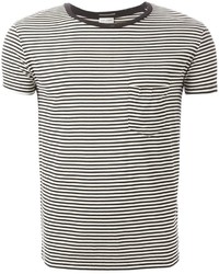 T-shirt girocollo a righe orizzontali nera e bianca di Saint Laurent