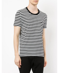 T-shirt girocollo a righe orizzontali nera e bianca di Attachment