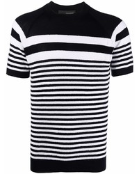 T-shirt girocollo a righe orizzontali nera e bianca di Tagliatore