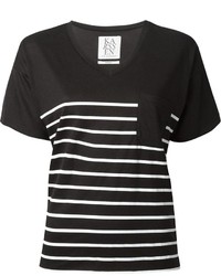 T-shirt girocollo a righe orizzontali nera e bianca di Zoe Karssen