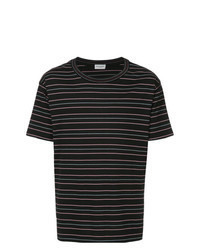 T-shirt girocollo a righe orizzontali nera