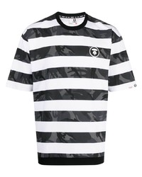 T-shirt girocollo a righe orizzontali nera di AAPE BY A BATHING APE