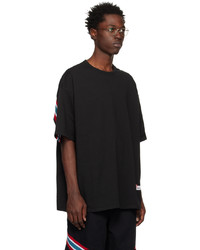 T-shirt girocollo a righe orizzontali nera di Incotex Red x FACETASM