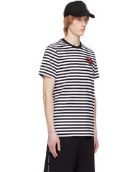 T-shirt girocollo a righe orizzontali nera di Moncler