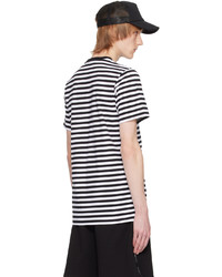 T-shirt girocollo a righe orizzontali nera di Moncler