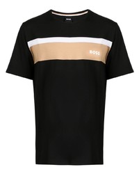 T-shirt girocollo a righe orizzontali nera di BOSS