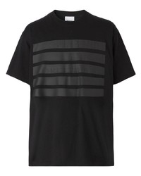 T-shirt girocollo a righe orizzontali nera di Burberry