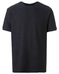 T-shirt girocollo a righe orizzontali nera di Emporio Armani