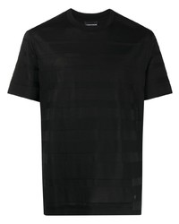 T-shirt girocollo a righe orizzontali nera di Emporio Armani