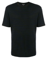 T-shirt girocollo a righe orizzontali nera di Giorgio Armani