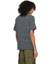 T-shirt girocollo a righe orizzontali nera di Beams Plus