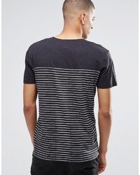 T-shirt girocollo a righe orizzontali nera di Selected