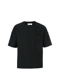 T-shirt girocollo a righe orizzontali nera di Jil Sander