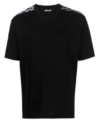 T-shirt girocollo a righe orizzontali nera di Just Cavalli