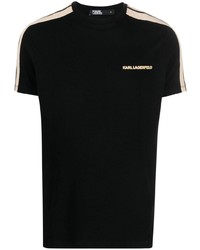 T-shirt girocollo a righe orizzontali nera di Karl Lagerfeld