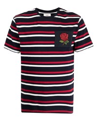 T-shirt girocollo a righe orizzontali nera di Kent & Curwen