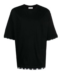 T-shirt girocollo a righe orizzontali nera di Lanvin