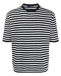 T-shirt girocollo a righe orizzontali nera di Lardini