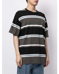 T-shirt girocollo a righe orizzontali nera di Izzue